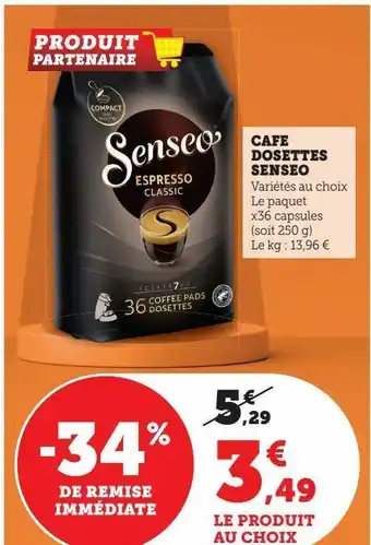 Hyper U Cafe dosettes senseo offre