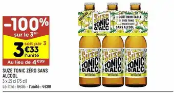 Leader Price Suze tonic zéro sans alcool offre