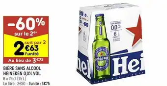 Leader Price Bière sans alcool heineken 0.0% vol offre