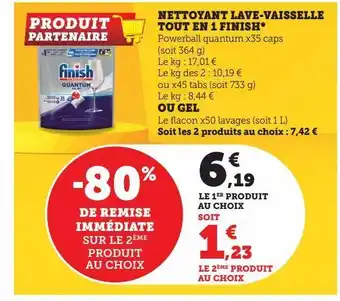Hyper U Nettoyant lave-vaisselle tout en 1 finish offre