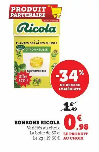 Hyper U Bonbons ricola offre