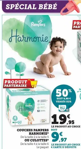 Hyper U Couches pampers harmonie offre