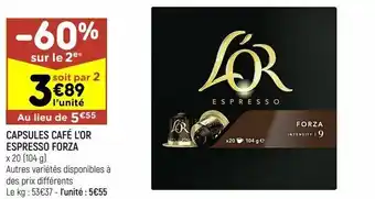 Leader Price Capsules café l'or espresso forza offre