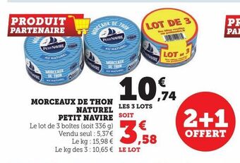 Hyper U Morceaux de thon naturel petit navire offre