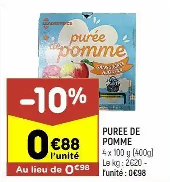 Leader Price Purée de pomme offre