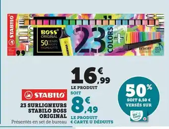 Hyper U 23 surligneurs stabilo boss original offre