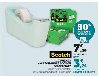 Hyper U 1 devidoir + 4 recharges scotch magic tape offre
