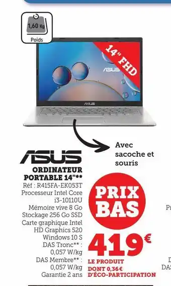 Hyper U Asus ordinateur portable 14"** offre