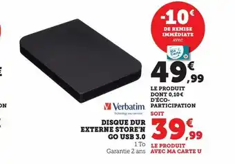 Hyper U Disque dur externe store'n go usb 3.0 offre