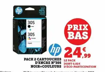 Hyper U Pack 2 cartouches le pack d'encre n'305 noir+couleurs offre
