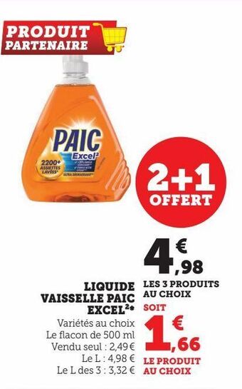 Hyper U Liquide vaisselle paic excel offre