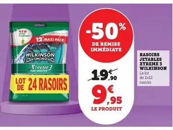 Hyper U Rasoirs jetables xtreme 3 wilkinson offre