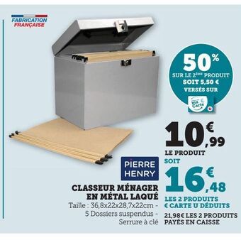 Hyper U Classeur ménager en métal laque offre