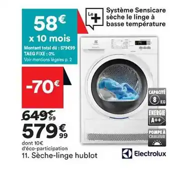 BUT Sèche-linge hublot electrolux offre