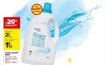 Carrefour Drive Lessive liquide simpl -20% sur le 2ème offre