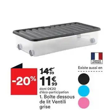 BUT Boîte dessous de lit ventili grise offre