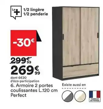 BUT Armoire 2 portes coulissantes l.120 cm perfect offre