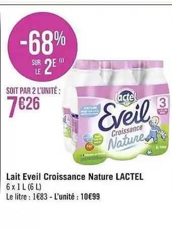 Casino Supermarchés Lait éveil croissance nature lactel offre