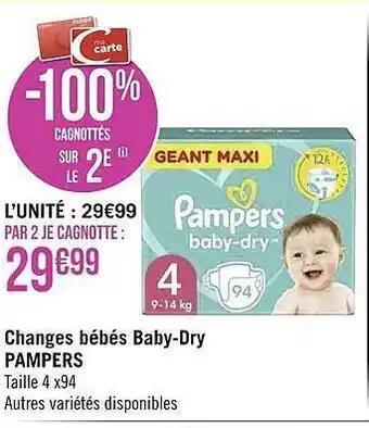 Casino Supermarchés Changes bébés baby-dry pampers offre