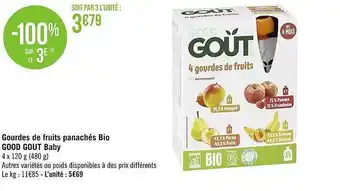 Casino Supermarchés Gourdes de fruits panachés bio good goût baby offre