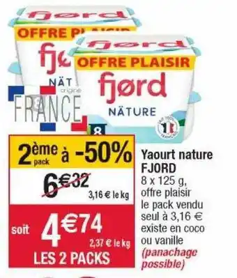 Cora x Carrefour Yaourt nature fjord offre