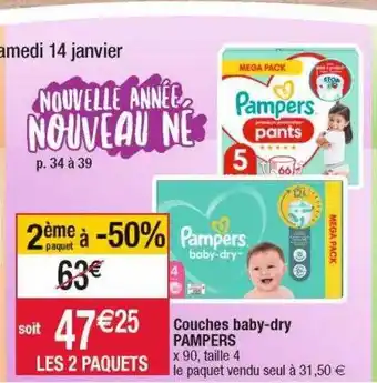 Cora x Carrefour Couches baby-dry pampers offre