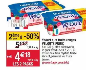 Cora x Carrefour Yaourt aux fruits rouges velouté fruix offre
