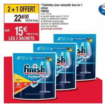 Cora x Carrefour Tablettes lave-vaisselle tout en 1 citron finish offre