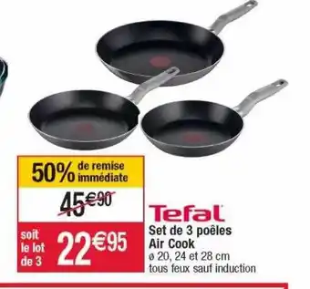 Cora x Carrefour Set de 3 poêles air cook tefal offre