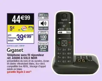 Cora x Carrefour Gigaset téléphone sans fil répondeur as690 a solo noir offre