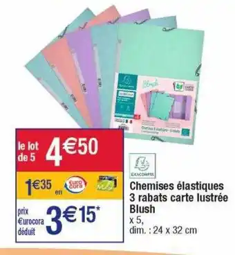 Cora x Carrefour Chemises élastiques 3 rabats carte lustrée blush offre