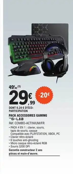 E.Leclerc Pack accessoires gaming g-lab offre
