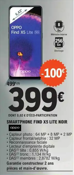 E.Leclerc Smartphone find x5 lite noir oppo offre