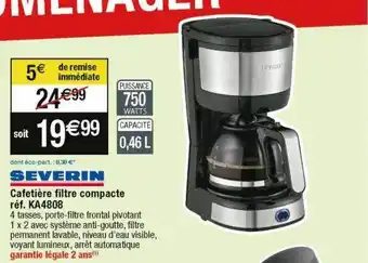 Cora x Carrefour Severin cafetière filtre compacte ka4808 offre