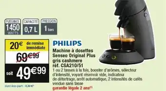Cora x Carrefour Machine à dosettes senseo original plus gris cashmere philips offre