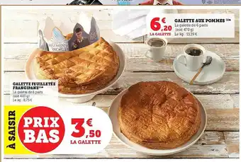 Hyper U Galette feuilletée frangipane, galette aux pommes offre