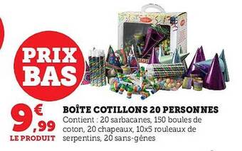 Hyper U Boîte cotillons 20 personnes offre