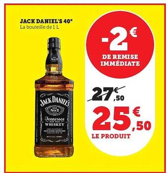 Hyper U Jack daniel's 40° offre