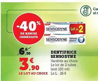 Hyper U Dentifrice sensodyne offre