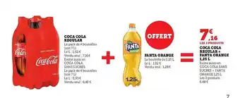 Hyper U Coca cola regular + fanta orange offre