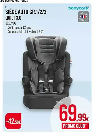 Orchestra Siège auto gr.1-2-3 quilt 3.0 babycare offre