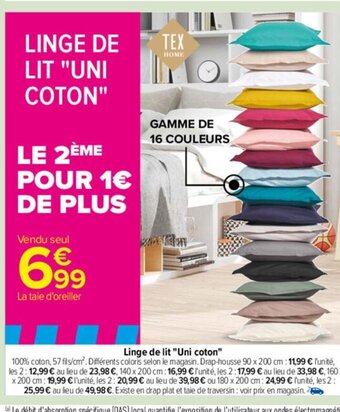 Carrefour Drive Linge De Lit "Uni Coton" offre