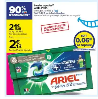 Carrefour Drive Lessive Capsules Ariel Pods offre