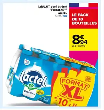 Carrefour Drive Lait U.H.T. Demi-ecreme "Format XL" Lactel offre