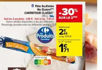 Carrefour Drive Pate Feuilletee No Gluten Carrefour Classic offre
