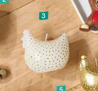 Monoprix Bougie Poule Blanc Pois dorés Grand modèle offre