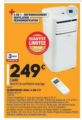 Climatiseur Local 3-in-1 Quigg