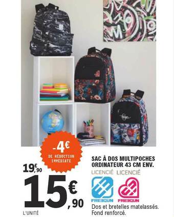 E.Leclerc Sac à Dos Multipoches Ordinateur 43 Cm Env. offre