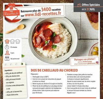 Lidl Dos De Cabillaud Au Chorizo offre