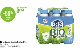 Géant Casino Lait demi écrémé bio lactel offre